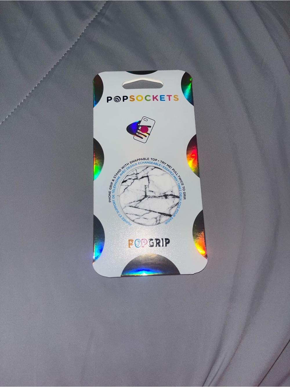 PopSocket PopGrip Marble Pattern Phone Grip - White with Black Veins